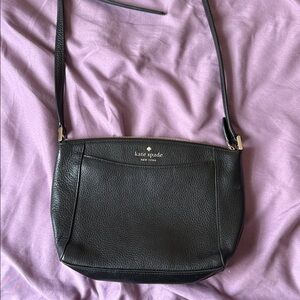 kate spade Black Pebbled Leather Crossbody with Gold Hardware